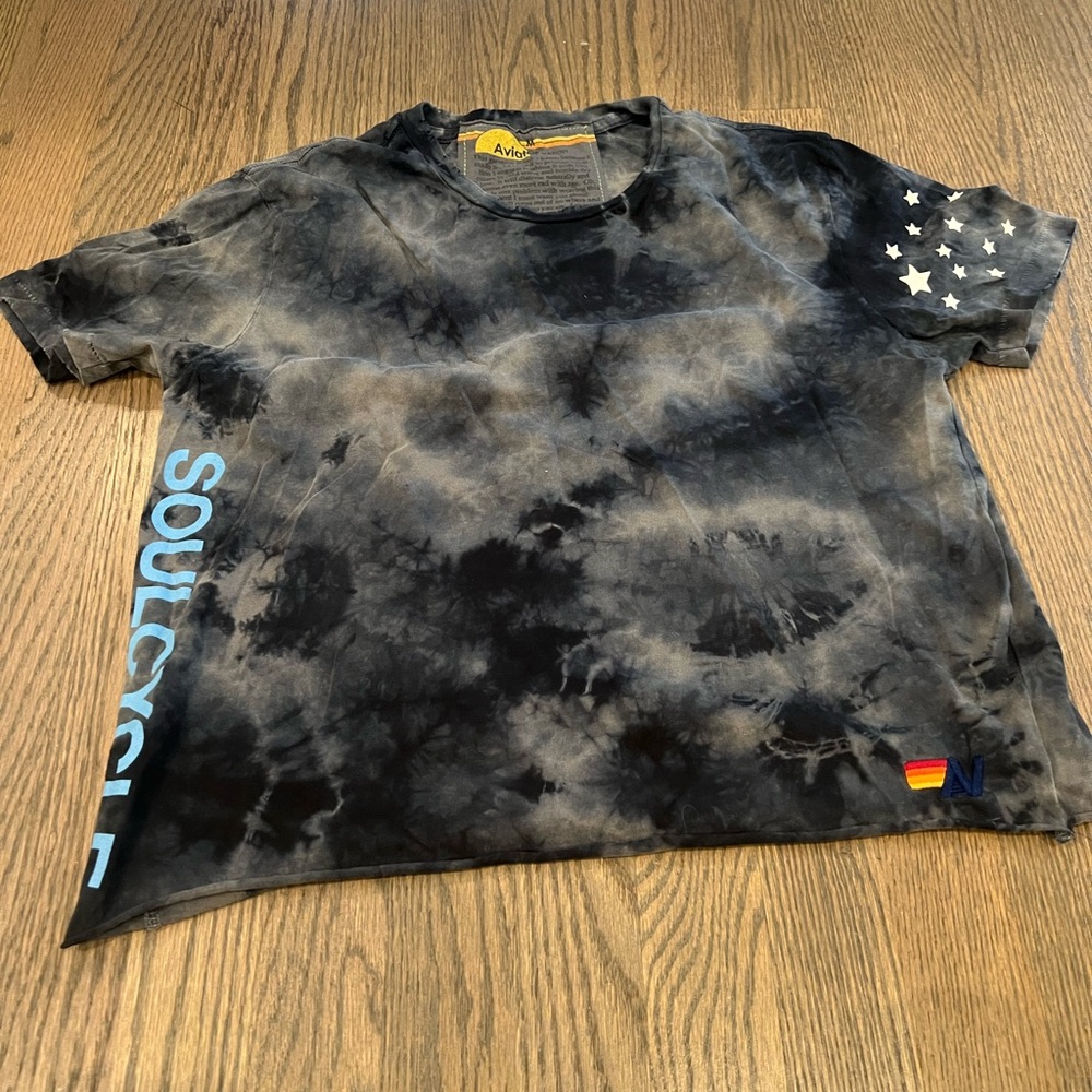 Aviator Nation Soul Cycle Tye Dye tshirt black/grey size medium. Excellent cond.